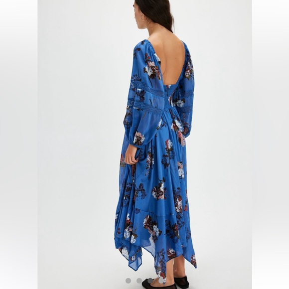 NWT Free People Morning Glory Maxi Dress in Dutch Blue Combo Size:S - Picture 3 of 4